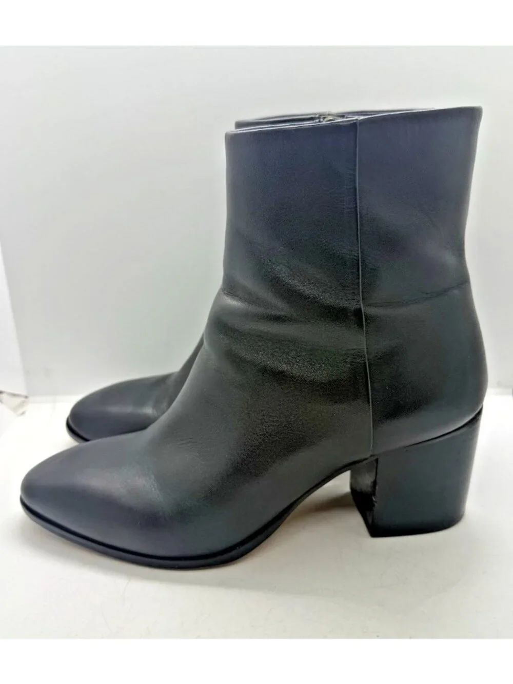 J.Crew Sadie Stacked Heel Soft Leather Ankle Boots Black Women's Size 9.5 BA566
